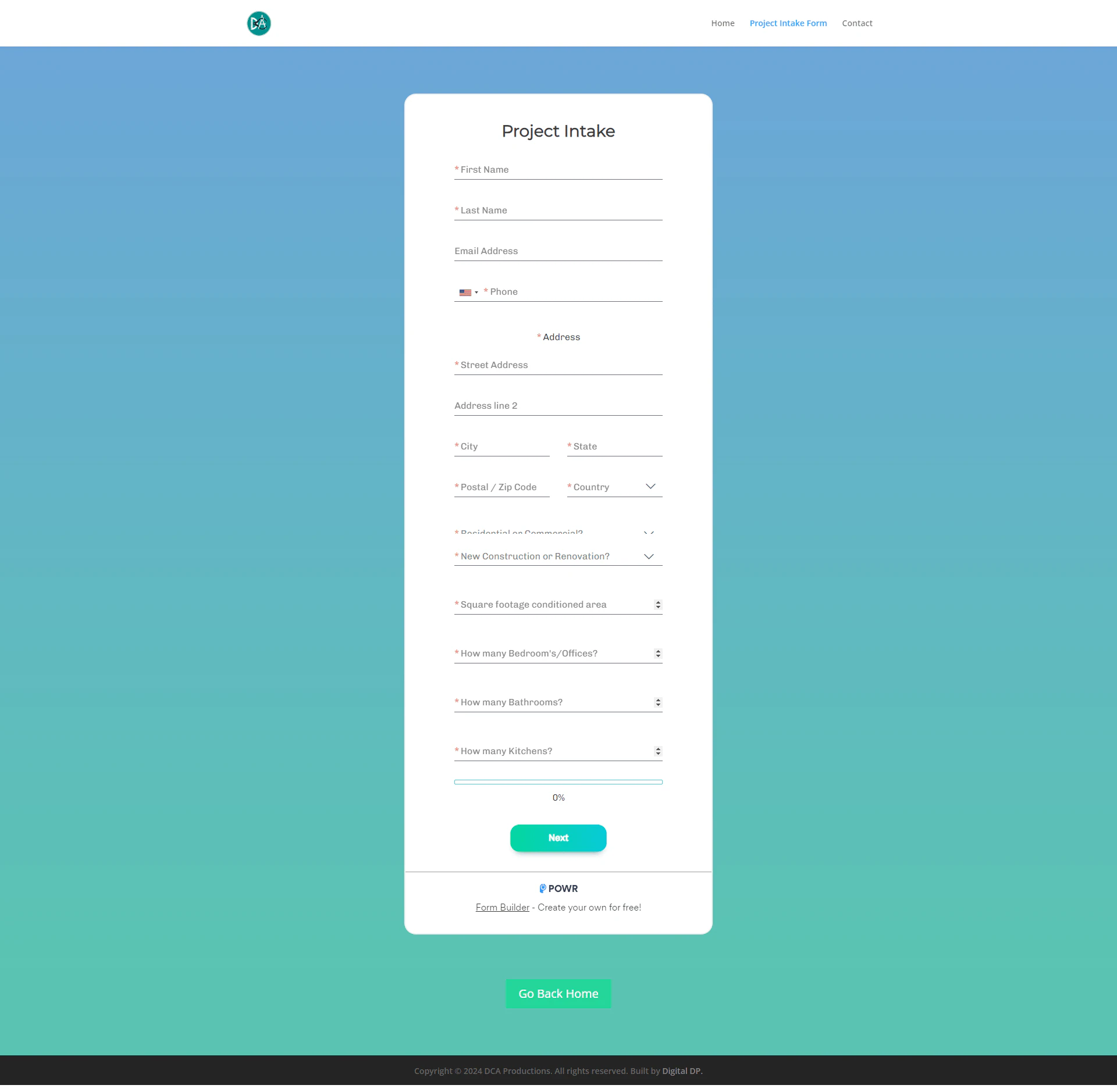DCA Productions — Intake Form